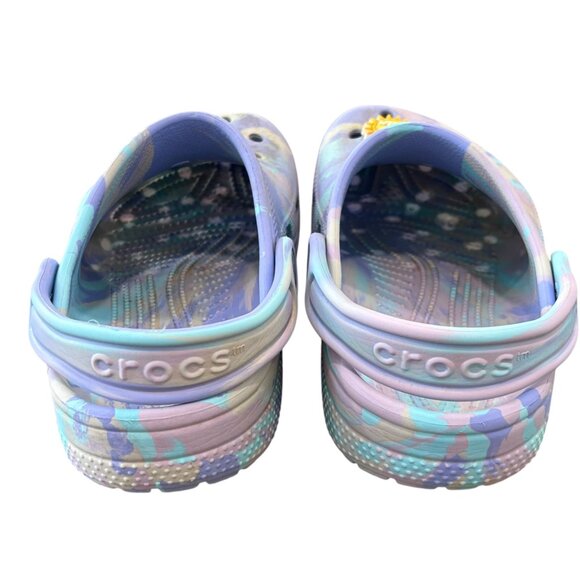 Lilac Tie-Dye Crocs Clog Shoes Multicolor Rubber Size 2 Junior - Picture 3 of 7